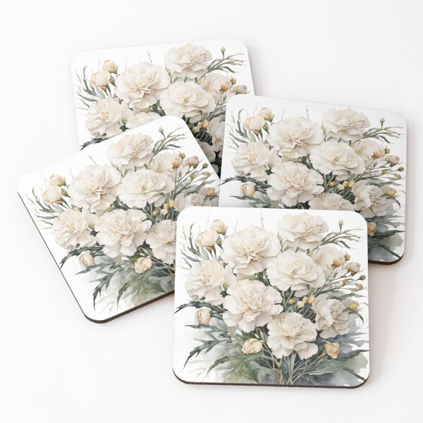 Item preview, White Carnation watercolor painting 06 designed and sold by I-HERE.
