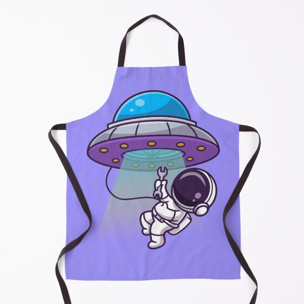 Item preview, Cosmic Repairs: Cute Astronaut Fixing UFO Cartoon Vector designed and sold by hjian8219.