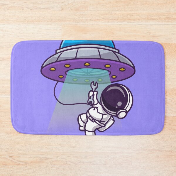 Item preview, Cosmic Repairs: Cute Astronaut Fixing UFO Cartoon Vector designed and sold by hjian8219.