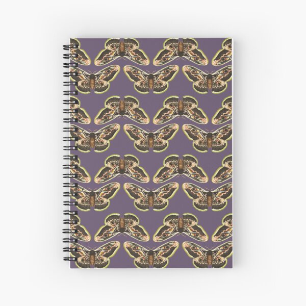 Vintage Great Peacock Moth in Aubergine | P74 Spiral Notebook