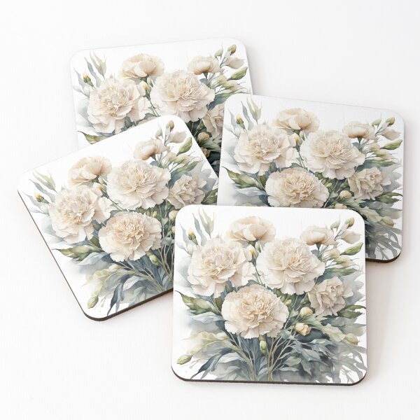 Item preview, White Carnation watercolor painting 07 designed and sold by I-HERE.