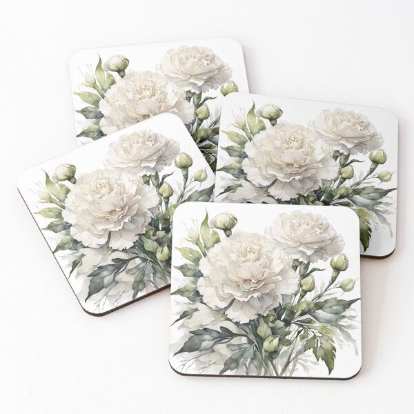 Item preview, White Carnation watercolor painting 08 designed and sold by I-HERE.