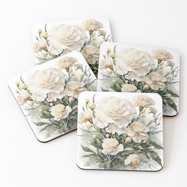Item preview, White Carnation watercolor painting 09 designed and sold by I-HERE.
