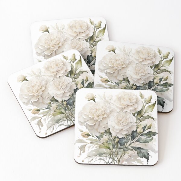 Item preview, White Carnation watercolor painting 10 designed and sold by I-HERE.
