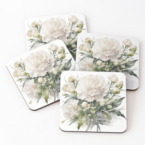 Item preview, White Carnation watercolor painting 11 designed and sold by I-HERE.