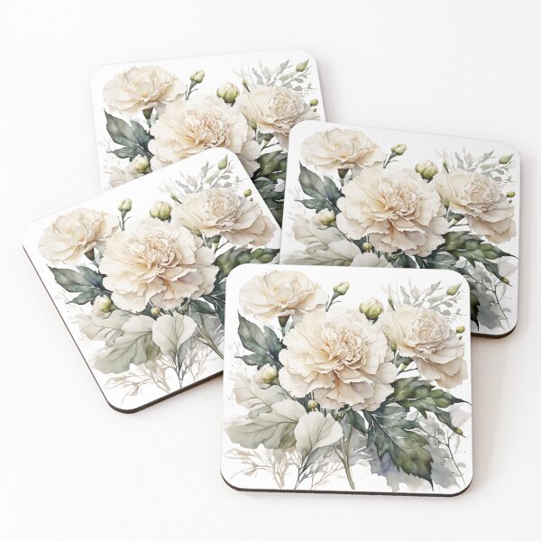 Item preview, White Carnation watercolor painting 12 designed and sold by I-HERE.