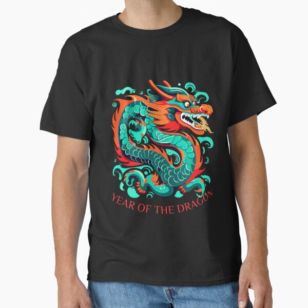 Item preview, Vibrant Red  and Blue Dragon -Year of the Dragon- chinese Zodiac Theme-black Background designed and sold by CosmicNook1.