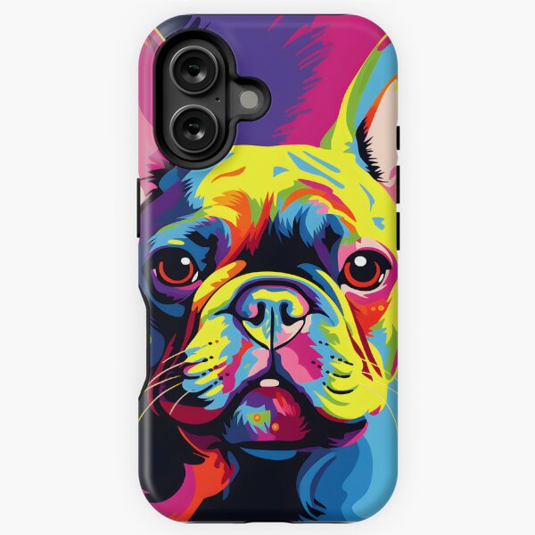 Item preview, Arte del retrato del Bulldog Francés. animales coloridos. Almohada de tiro de animales. designed and sold by formform.