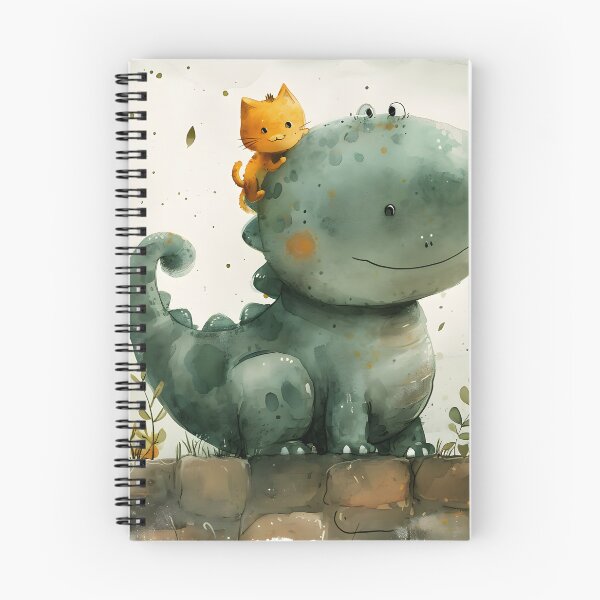 Item preview, cartoon dino with cat c designed and sold by RiawsShop.