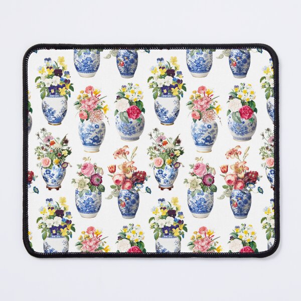 Item preview, Ginger jars and florals in white designed and sold by creativemonsoon.