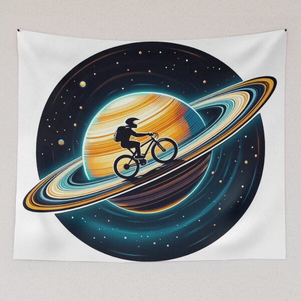 Item preview, Cycling On Saturn's Rings: Planetary Themed Art designed and sold by Fantasy Masterpiece.