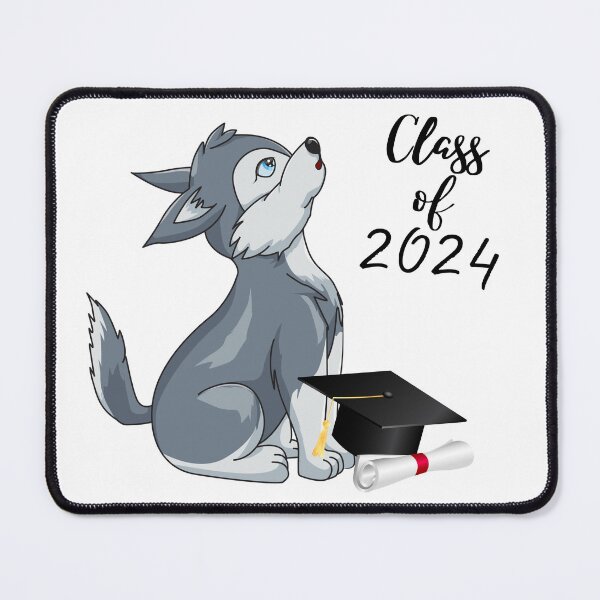 Item preview, Class of 2024| Graduation Howling Wolf with Diploma and Grad Cap designed and sold by azitabella.