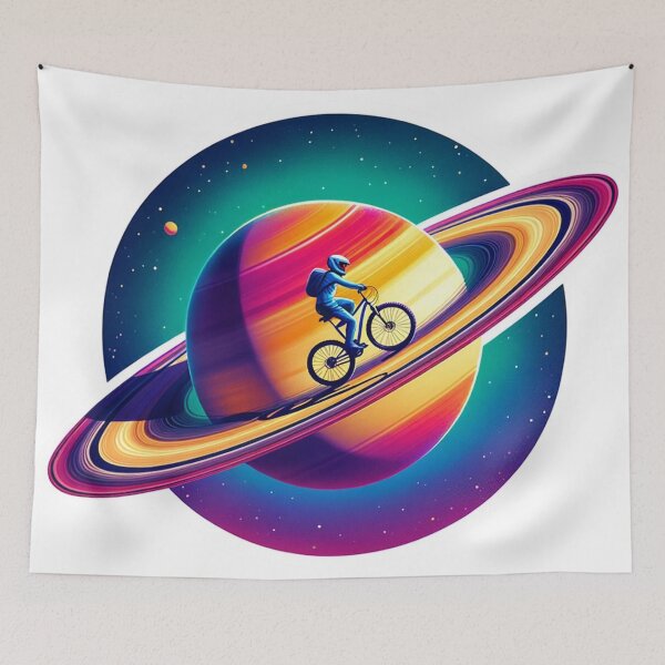 Item preview, Biking On Saturn's Rings: Planetary Themed Art designed and sold by Fantasy Masterpiece.