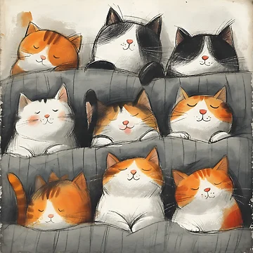 Artwork thumbnail, Pattern Cat Sleep by RiawsShop