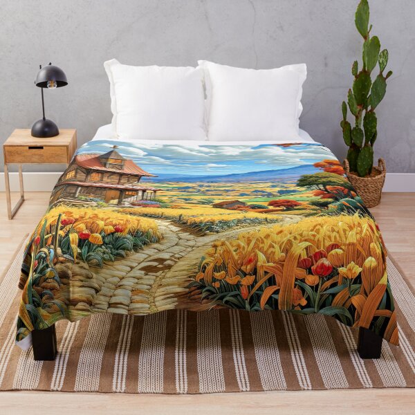 Item preview, House in corn fields country landscape designed and sold by iguananick.