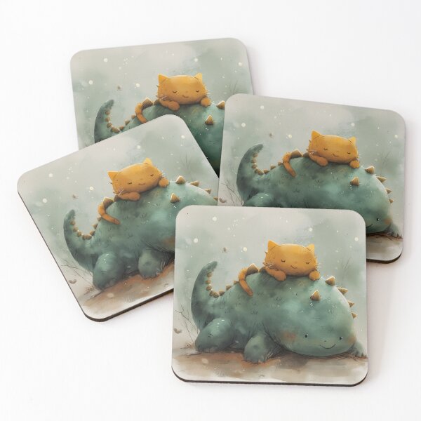 Item preview, Cartoon Sleep Dino with a cat  designed and sold by RiawsShop.