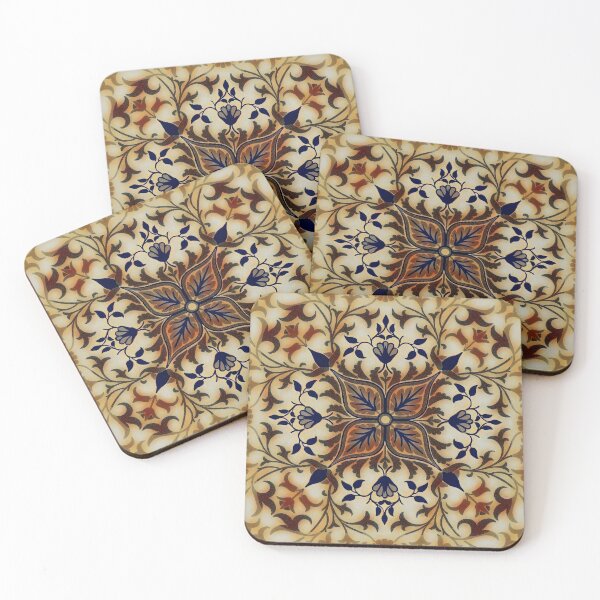 Item preview, Symmetrical floral pattern with a touch of rustic folk art in brown tones designed and sold by krispald.
