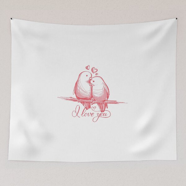 Item preview, I Love You - love birds - Pink designed and sold by ZafranOnline.
