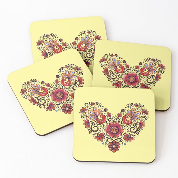 Item preview, folk heart with birds and spring  flowers designed and sold by Hennagirl.