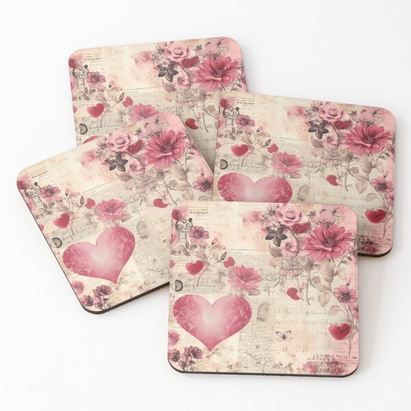 Item preview, Vintage Valentine Pink Hearts & Flowers designed and sold by Sarah Walton.
