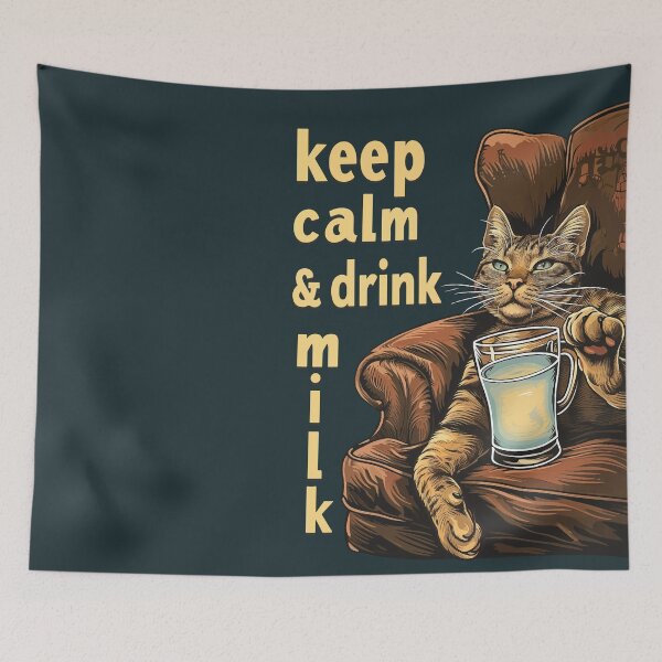 Item preview, Keep Calm And Drink Milk Funny Cat Meme designed and sold by PrintShangri-La.