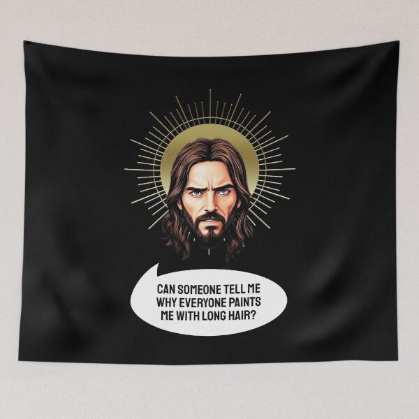 Item preview, Jesus head with comic speech bubble and text designed and sold by HarridanCreates.