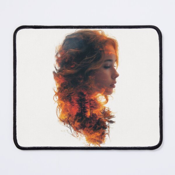 Item preview, Young girl's face profile with forest as red hair haloed by a sunset designed and sold by cristina1001.