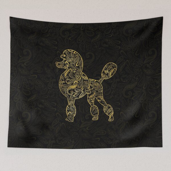 Item preview, Poodle Dog in  Gold Paisley pattern designed and sold by k9printart.