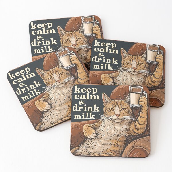 Item preview, Keep Calm And Drink Milk Funny Cat Meme designed and sold by PrintShangri-La.