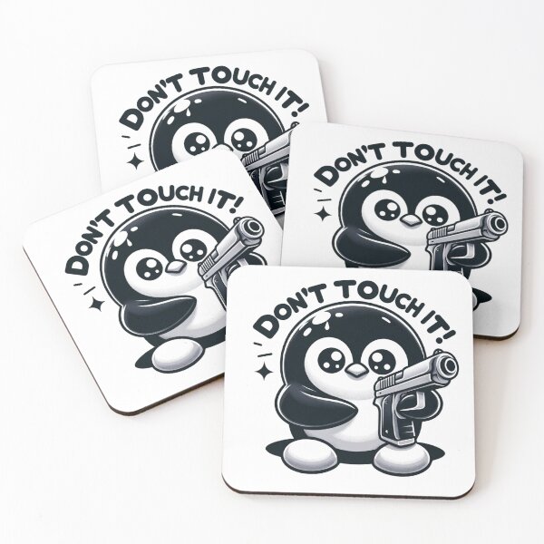 Item preview, Cartoon penguin with a handgun and a warning message - Don´t touch it! designed and sold by Sovi14.