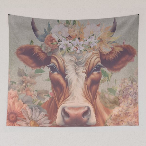 Item preview, Boho Highland Cow With Beautiful Flowers designed and sold by Cuteanimalgifts.