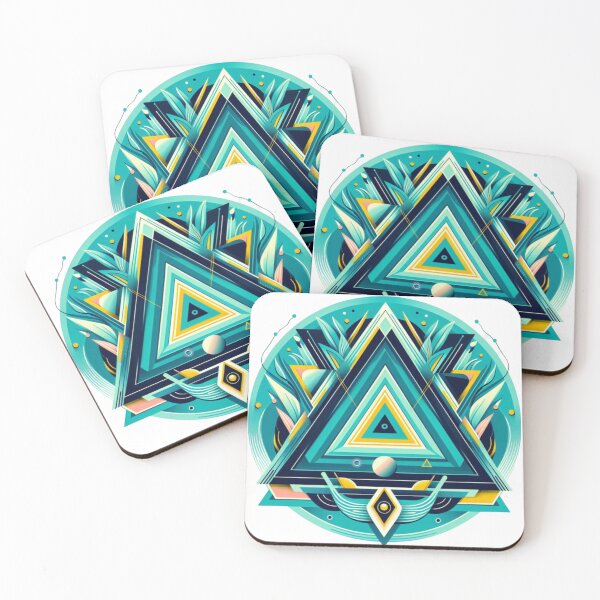 Item preview, A striking triangle design in shades of teal and blue designed and sold by spoo-art.