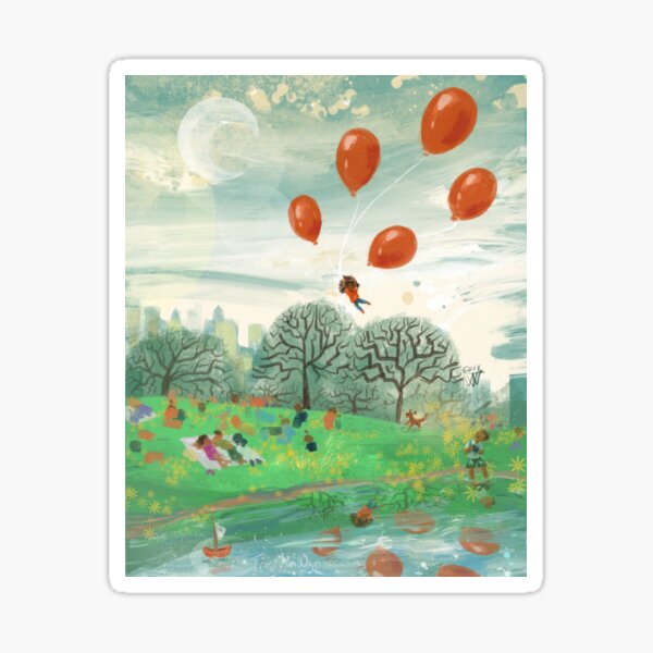 Balloon Lift Off 08 Spring Reflections Sticker