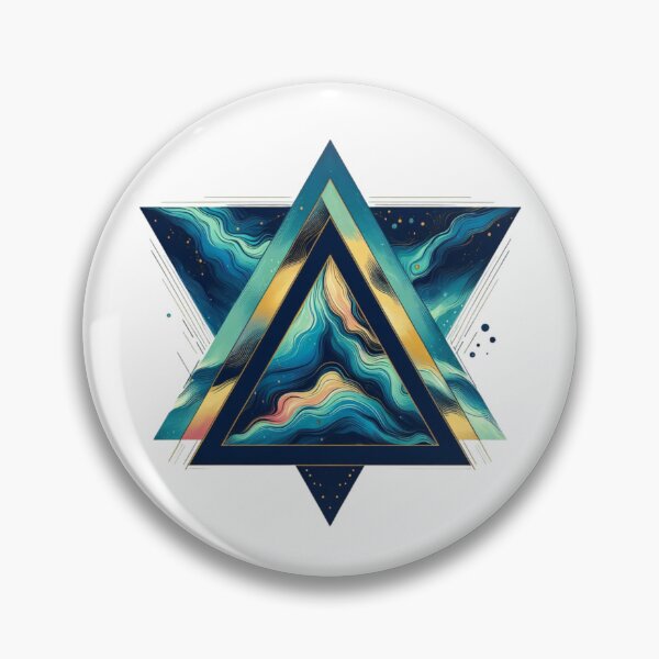 Item preview, A striking triangle design in shades of teal and blue, with abstract accents in yellow and pink colors designed and sold by spoo-art.