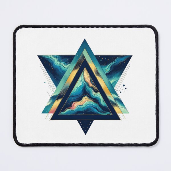 Item preview, A striking triangle design in shades of teal and blue, with abstract accents in yellow and pink colors designed and sold by spoo-art.
