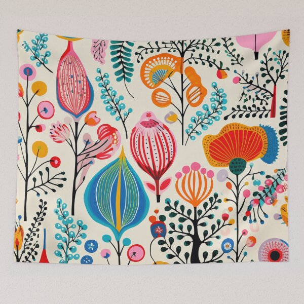 Item preview, Drawing of a Skandinavian Folklore Flower Pattern on Creme Background designed and sold by AgathaZolastore.