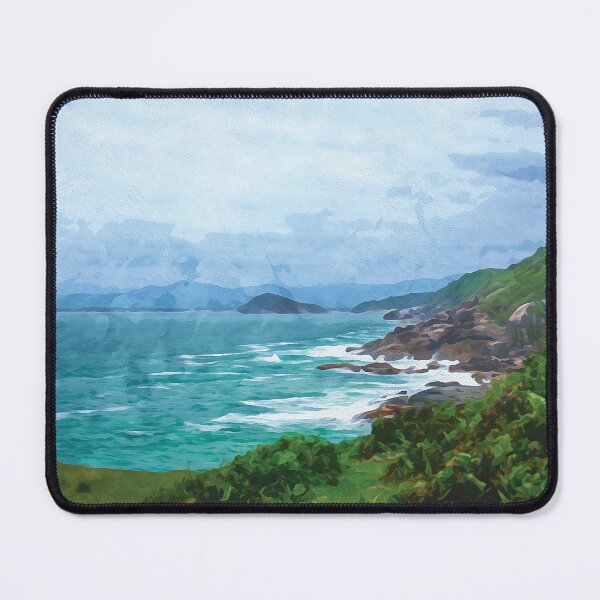 Item preview, Rocky coast with turquoise water in watercolor designed and sold by Intermundium.