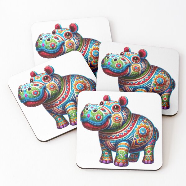 Item preview, Dreamlike Alebrije style Hippo  artwork, brightly colored, with detailed, imaginative embellishments. designed and sold by TheScruffyGoose.