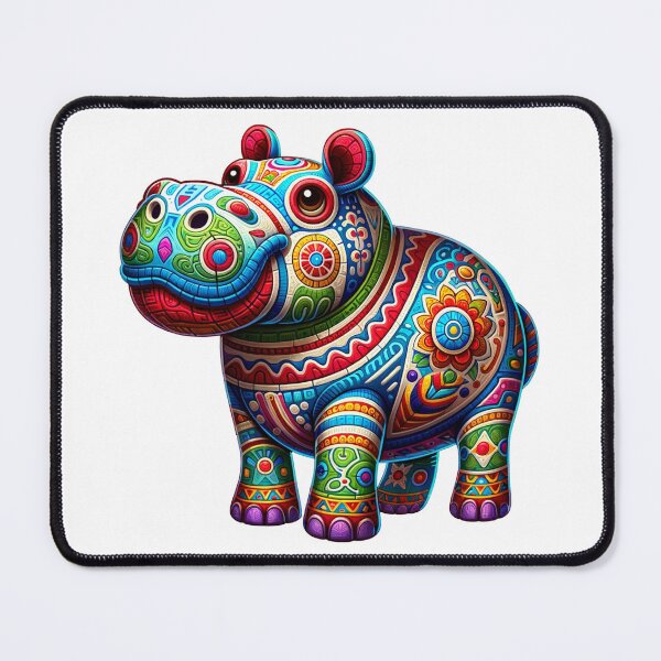 Item preview, Dreamlike Alebrije style Hippo artwork, brightly colored, with detailed, imaginative embellishments. designed and sold by TheScruffyGoose.