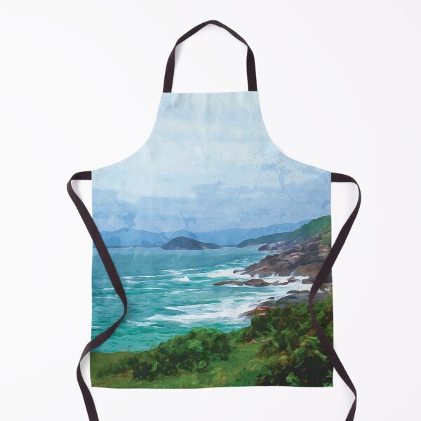 Item preview, Rocky coast with turquoise water in watercolor designed and sold by Intermundium.