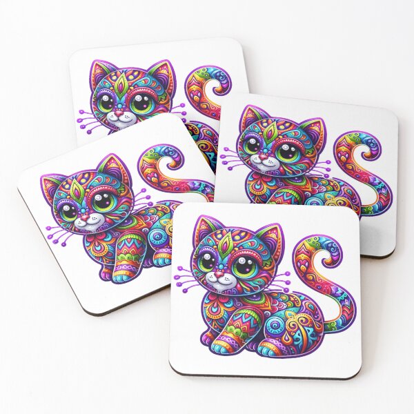 Item preview, Alibrije Style Kitten with a kaleidoscope of colors and complex motifs designed and sold by TheScruffyGoose.