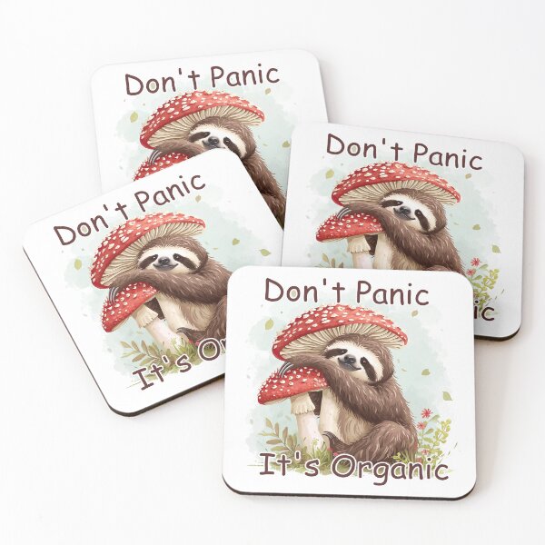 Item preview, Don't Panic It's Organic. Cute Sloth with Mushrooms designed and sold by LeeLooUA.