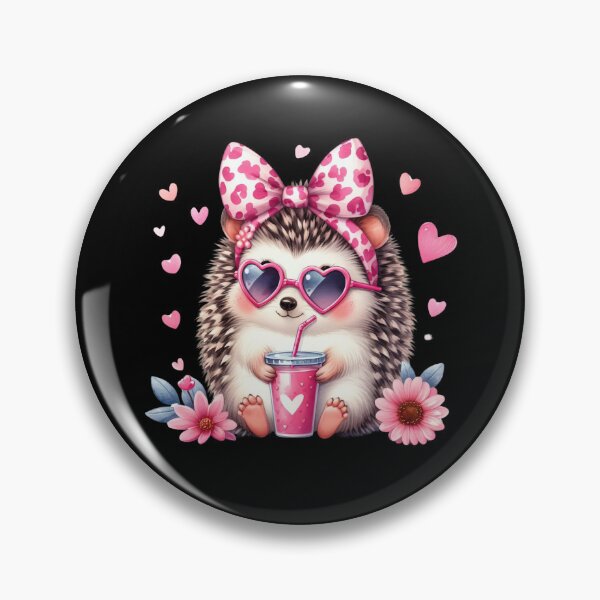 Item preview, Hedgehog Elegance: Sip of Joy in Heart-Shaped Glasses designed and sold by BorczVisuals.