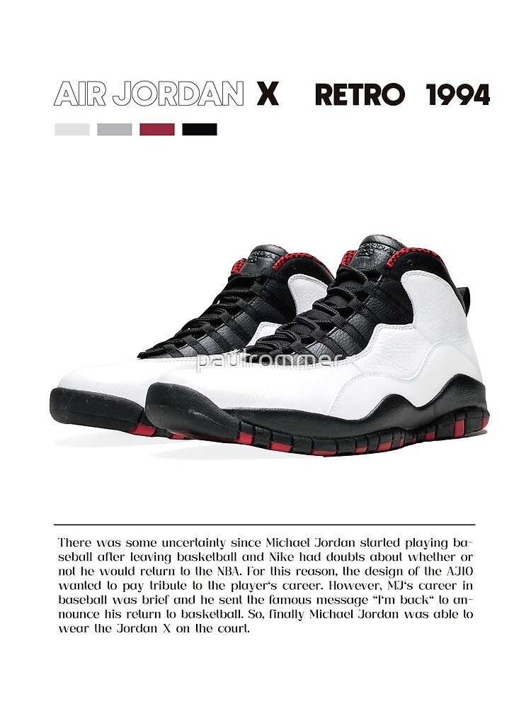 Air Jordan X Retro 1994 poster Poster by paulrommer Redbubble