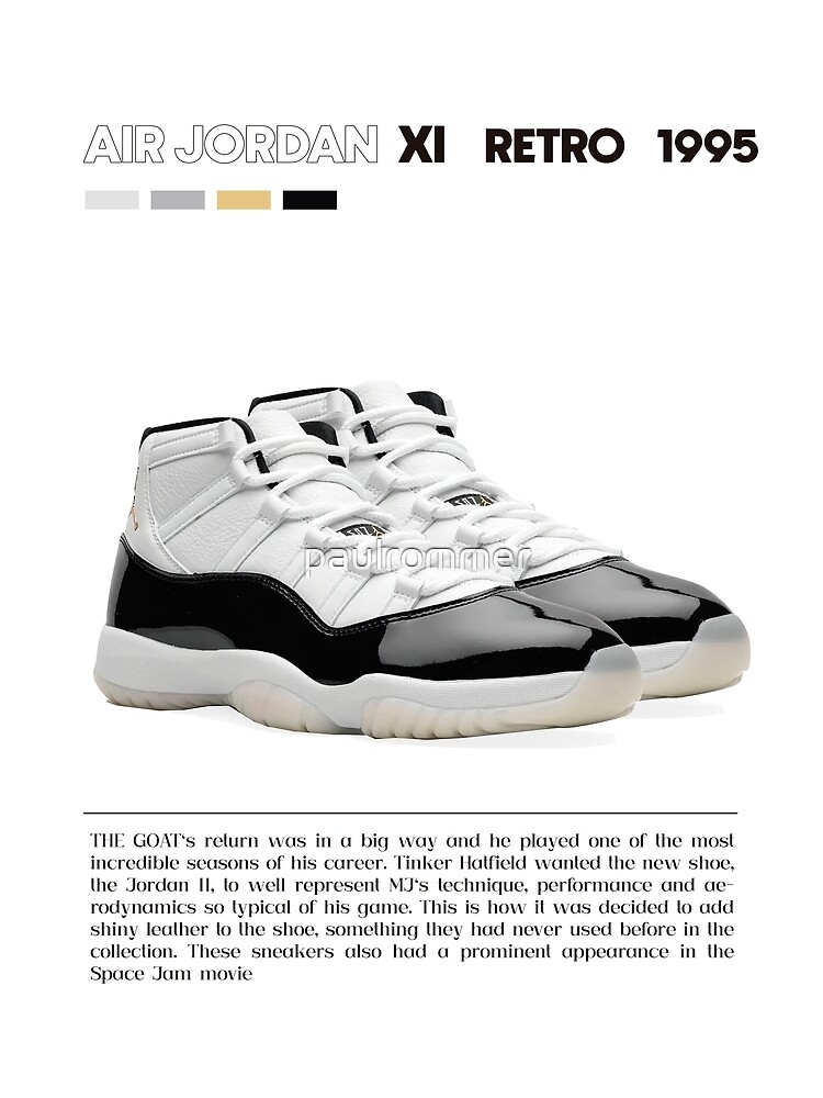 Air Jordan XI Retro 1995 poster Poster by paulrommer Redbubble