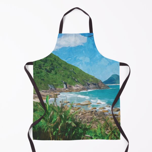 Item preview, Remote tropical beach framed by green vegetation in watercolor designed and sold by Intermundium.