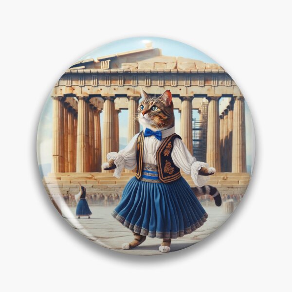 Item preview, Greek Dance Delight: Sirtaki Cat at Parthenon designed and sold by catontheroof.