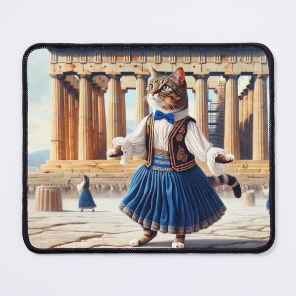 Item preview, Greek Dance Delight: Sirtaki Cat at Parthenon designed and sold by catontheroof.