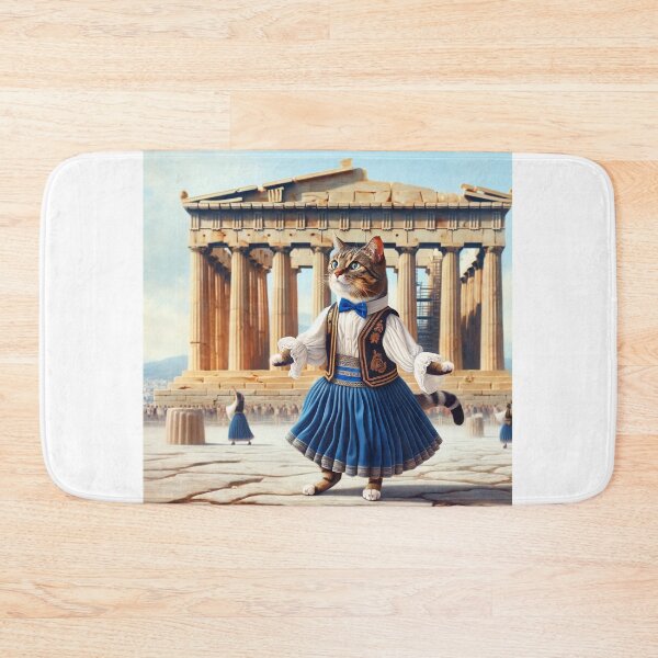 Item preview, Greek Dance Delight: Sirtaki Cat at Parthenon designed and sold by catontheroof.