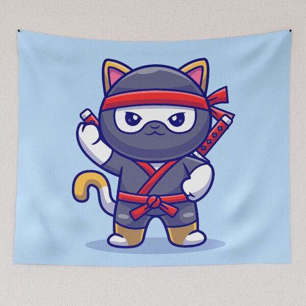 Item preview, Feline Stealth: Cute Cat Ninja Celebrates the Holidays designed and sold by hjian8219.